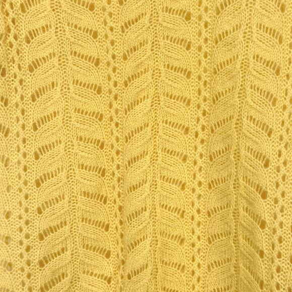 Peck & Peck 100% Cashmere Pointelle Knit Sweater S Yellow Lacey Preppy Feminine - Picture 3 of 6